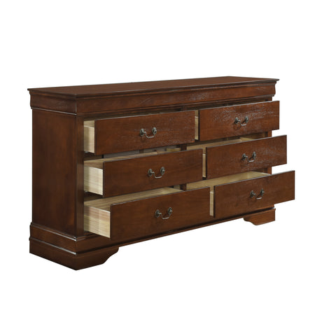 Mayville Brown Cherry 4-Piece Bedroom Set (Queen Bed, Nightstand, Dresser, Mirror) from Homelegance - Luna Furniture