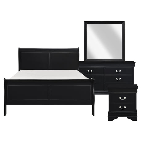 Mayville Black 4-Piece Bedroom Set (Queen Bed, Nightstand, Dresser, Mirror) from Homelegance - Luna Furniture