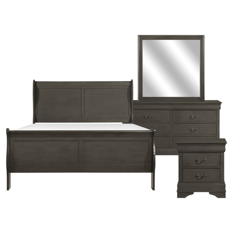 Mayville Stained Gray 4-Piece Bedroom Set (Queen Bed, Nightstand, Dresser, Mirror) from Homelegance - Luna Furniture
