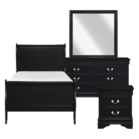 Mayville Black 4-Piece Youth Bedroom Set (Twin Bed, Nightstand, Dresser, Mirror) from Homelegance - Luna Furniture