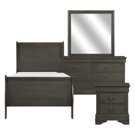 Mayville Stained Gray 4-Piece Youth Bedroom Set (Twin Bed, Nightstand, Dresser, Mirror) from Homelegance - Luna Furniture