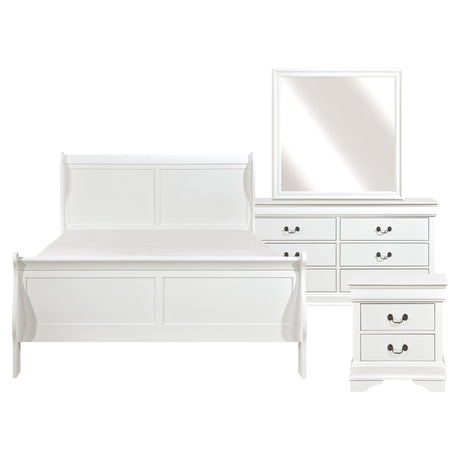 Mayville White 4-Piece Bedroom Set (Queen Bed, Nightstand, Dresser, Mirror) from Homelegance - Luna Furniture