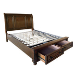 Cumberland Brown Cherry Queen Sleigh Platform Bed with Footboard Storage from Homelegance - Luna Furniture