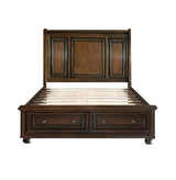 Cumberland Brown Cherry Full Sleigh Platform Bed with Footboard Storage from Homelegance - Luna Furniture