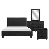 Lorenzi Black 4-Piece Bedroom Set (Queen Bed, Nightstand, Dresser, Mirror) from Homelegance - Luna Furniture