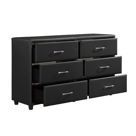Lorenzi Black 4-Piece Bedroom Set (Queen Bed, Nightstand, Dresser, Mirror) from Homelegance - Luna Furniture