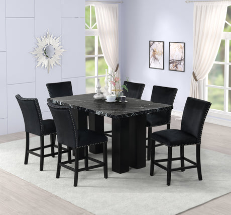 2220 Onyx - (FAUX MARBLE) Counter Height Table + 6 Chair Set - 2220 Onyx - Luna Furniture