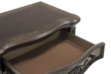 Deryn Park Cherry 4-Piece Queen Poster Bedroom Set (Queen Bed, Nightstand, Dresser, Mirror) from Homelegance - Luna Furniture