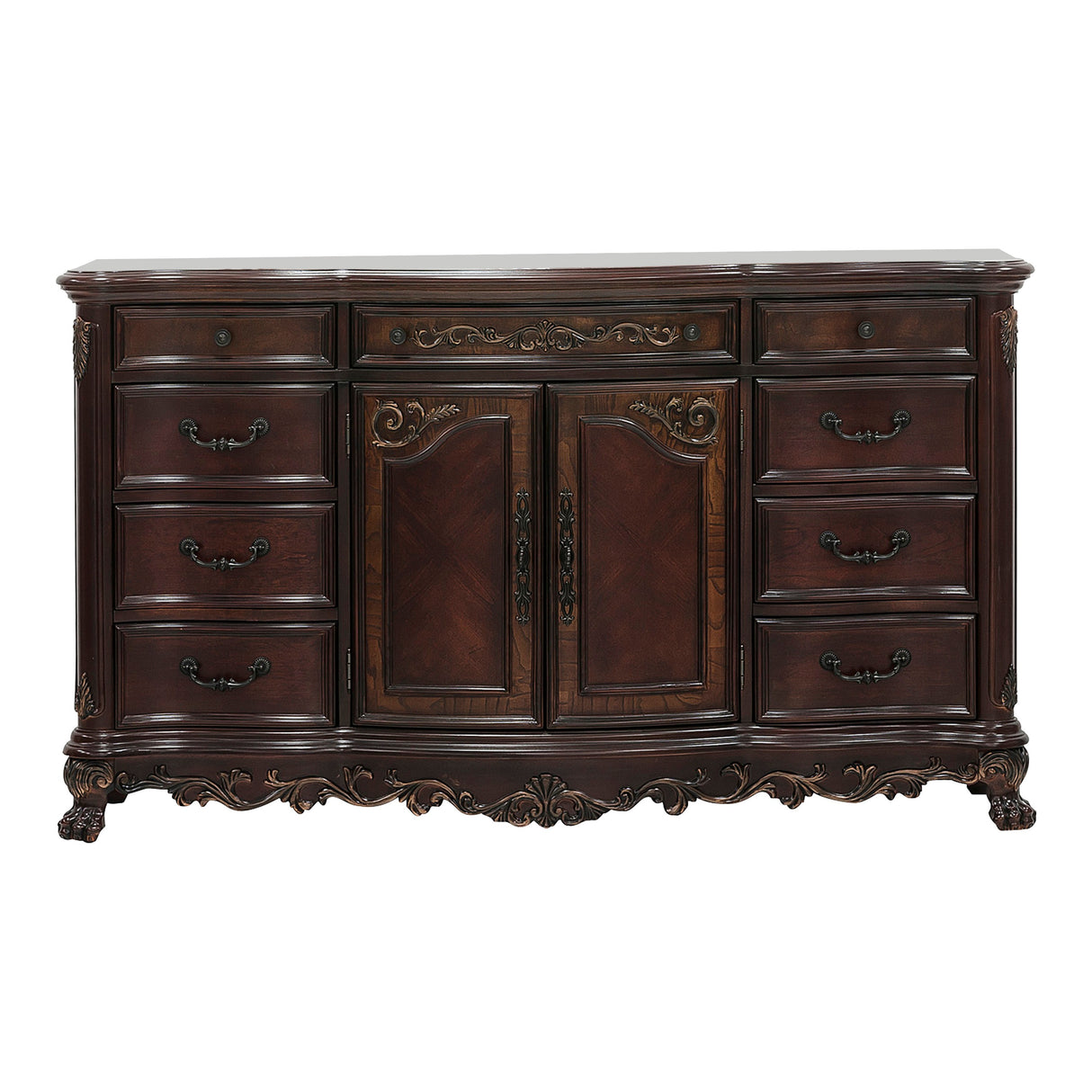 Deryn Park Cherry Sleigh Bedroom Set from Homelegance - Luna Furniture