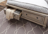 Bethel Wire Brushed Gray King Sleigh Storage Platform Bed - Luna Furniture