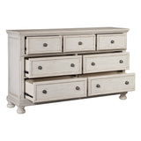 Bethel Wire Brushed White 4-Piece Bedroom Set (Queen Bed, Nightstand, Dresser, Mirror) from Homelegance - Luna Furniture