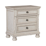Bethel Wire Brushed White 4-Piece Bedroom Set (Queen Bed, Nightstand, Dresser, Mirror) from Homelegance - Luna Furniture