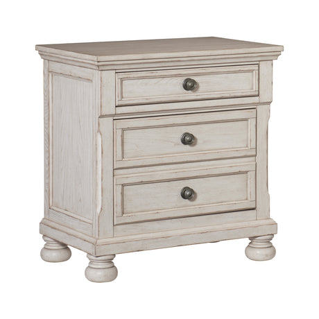 Bethel Wire Brushed White 4-Piece Bedroom Set (Queen Bed, Nightstand, Dresser, Mirror) from Homelegance - Luna Furniture