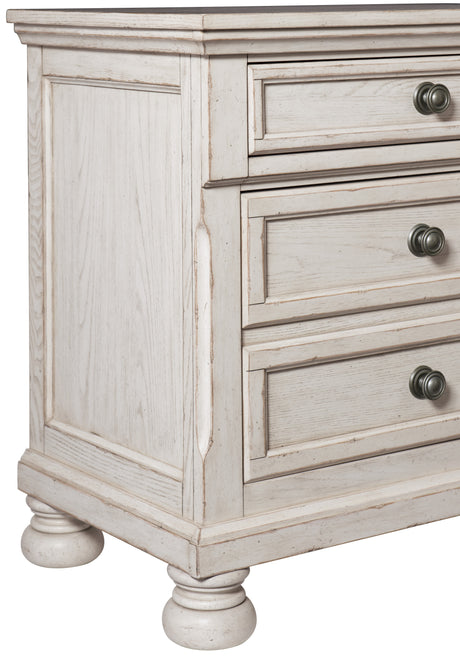 Bethel Wire Brushed White 4-Piece Bedroom Set (Queen Bed, Nightstand, Dresser, Mirror) from Homelegance - Luna Furniture