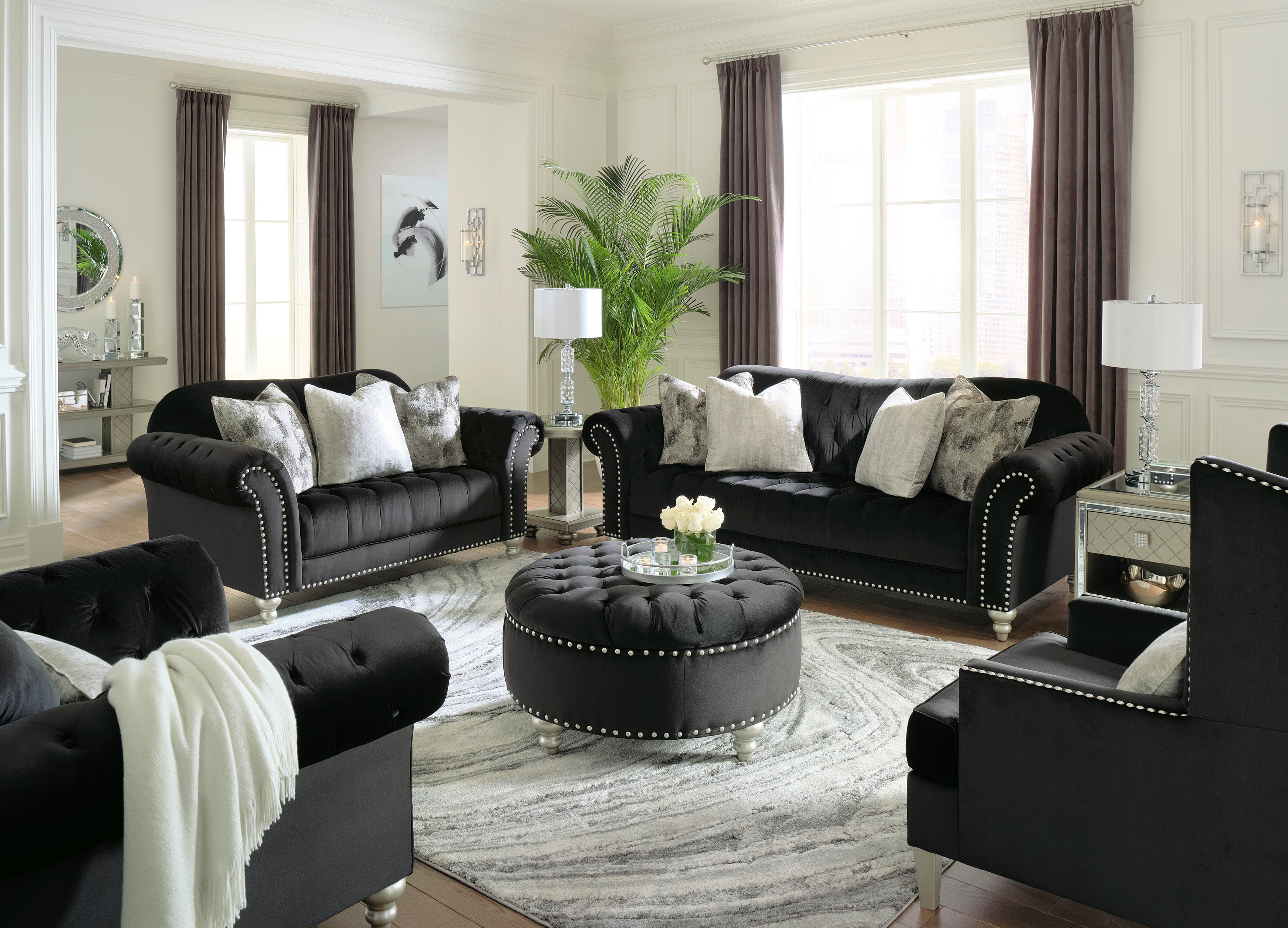 harriotte black living room set - luna furniture from ashley