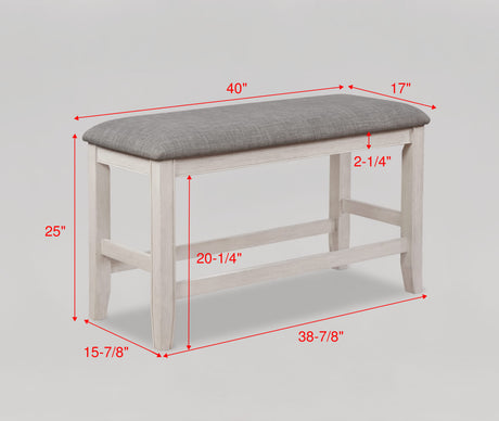 Fulton White Counter Height Dining Bench from Crown Mark - Luna Furniture