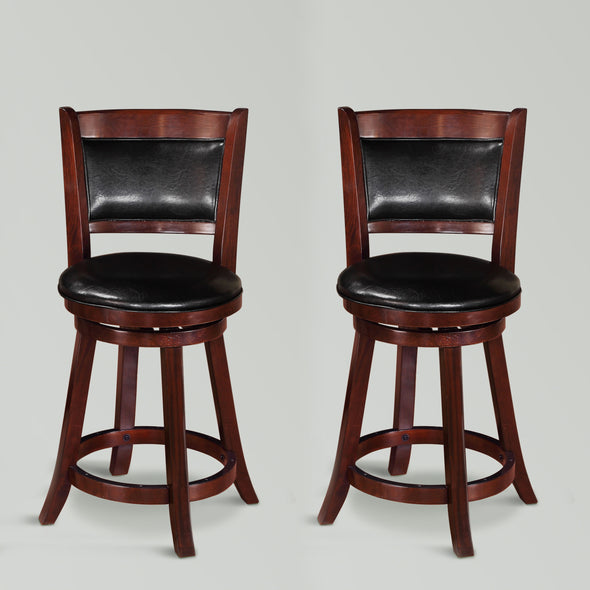Cecil 24" Cherry Swivel Counter Chair, Set of 2