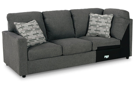 Edenfield Charcoal Left-Arm Facing Sofa with Corner Wedge from Ashley - Luna Furniture
