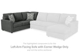 Edenfield Charcoal Left-Arm Facing Sofa with Corner Wedge from Ashley - Luna Furniture