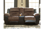Earhart Chestnut Reclining Loveseat with Console