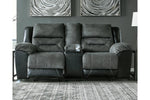 Earhart Slate Reclining Loveseat with Console