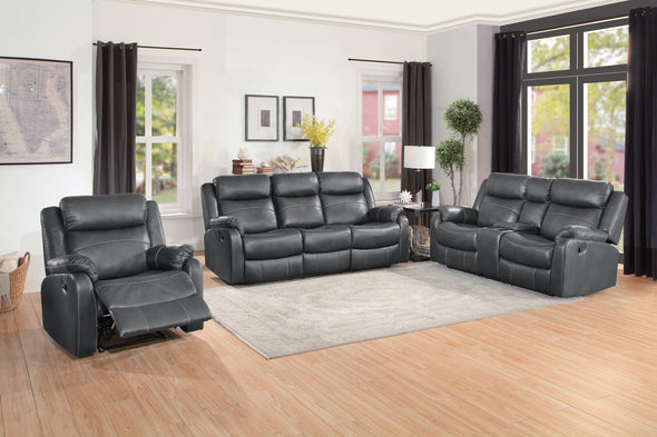 Yerba Gray Microfiber Double Lay Reclining Living Room Set - Luna Furniture