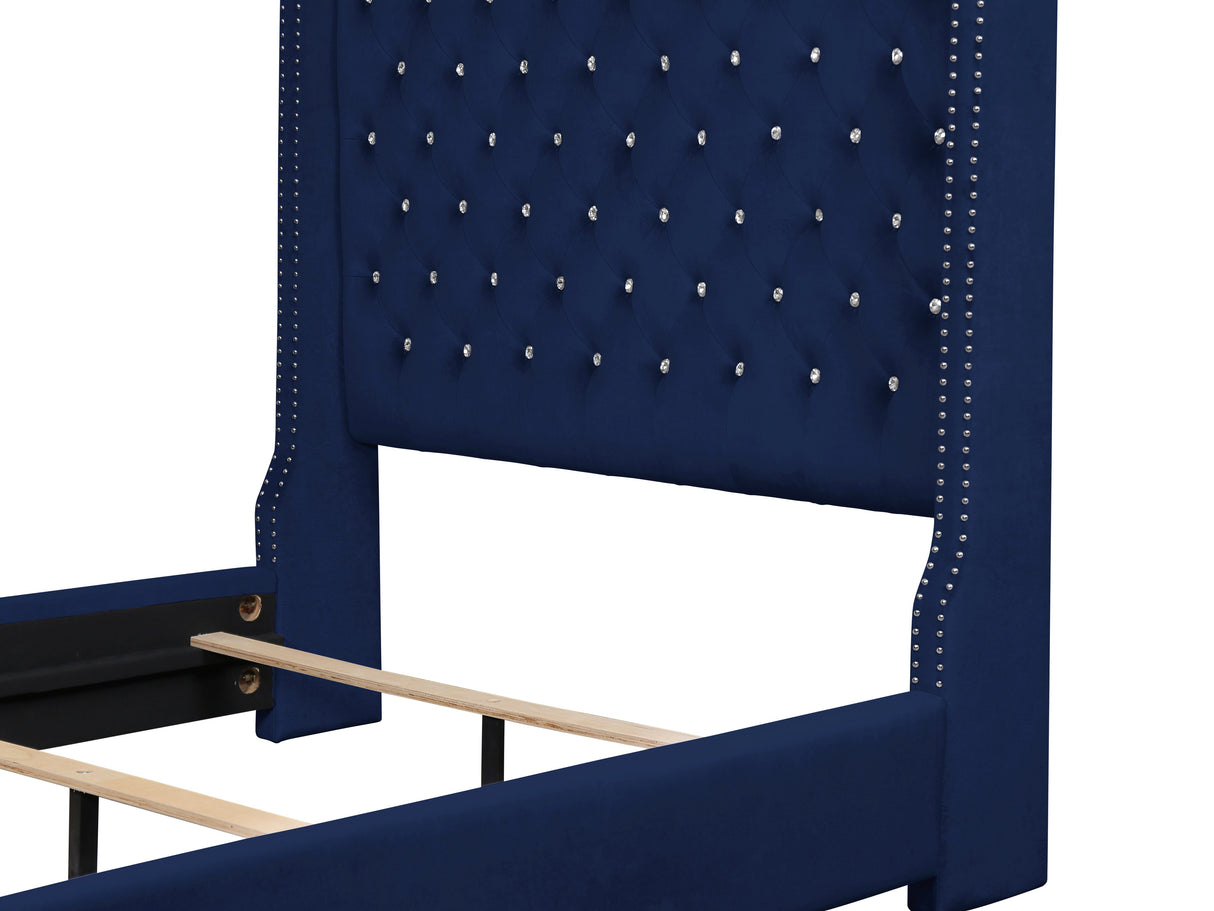 Franco Blue Velvet King Upholstered Bed from Homelegance - Luna Furniture