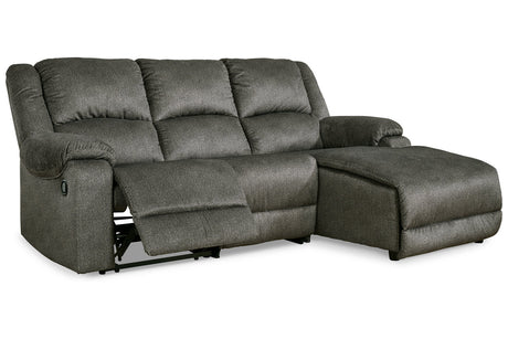 Benlocke Flannel 3-Piece Reclining Sectional with Chaise