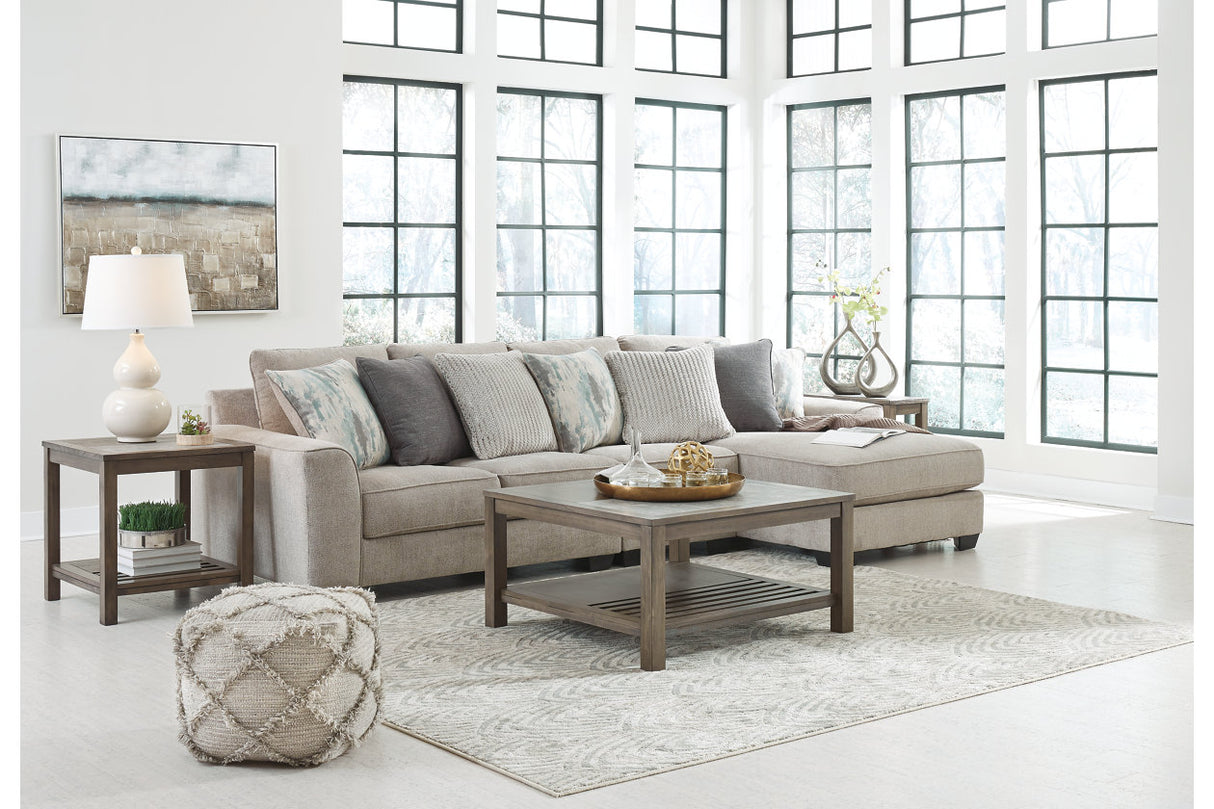 Ardsley Pewter 3-Piece RAF Chaise Sectional