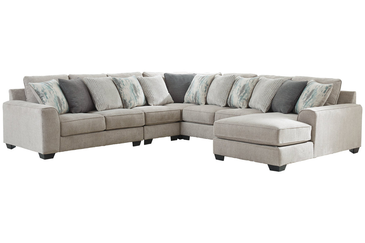 Ardsley Pewter 5-Piece RAF Chaise Sectional