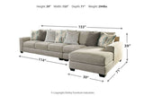 Ardsley Pewter 3-Piece Large RAF Chaise Sectional