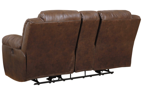 Stoneland Chocolate Power Reclining Loveseat with Console