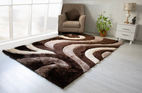 3D Shaggy Brown/Beige 5X7 Area Rug from Nova Furniture - Luna Furniture
