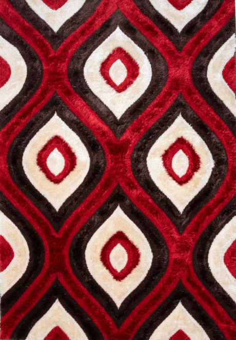 3D Shaggy Brown/Red 5X7 Area Rug from Nova Furniture - Luna Furniture