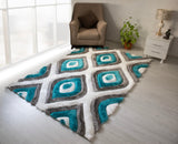 3D Shaggy Gray/Turquoise 5X7 Area Rug from Nova Furniture - Luna Furniture