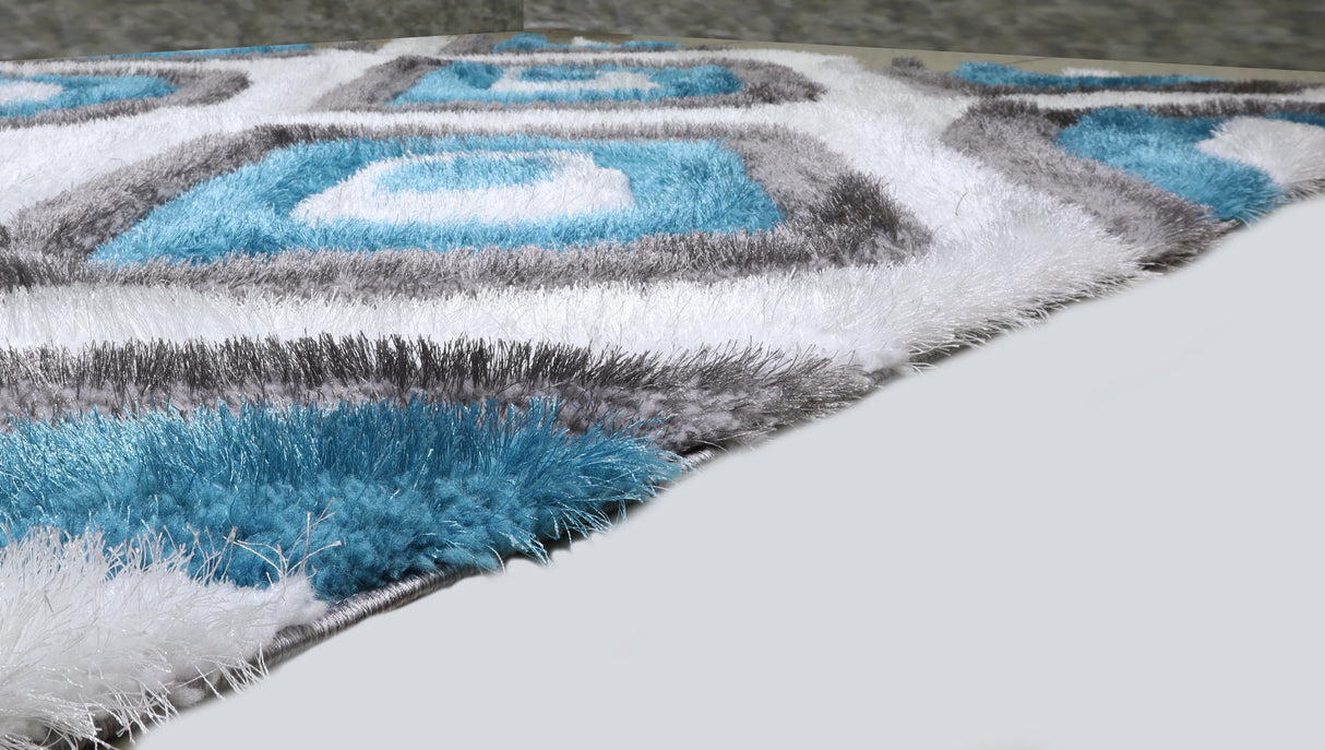 3D Shaggy Gray/Turquoise 5X7 Area Rug from Nova Furniture - Luna Furniture