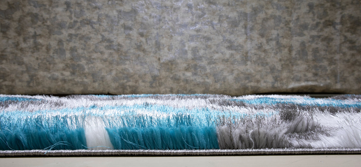 3D Shaggy Gray/Turquoise 5X7 Area Rug from Nova Furniture - Luna Furniture