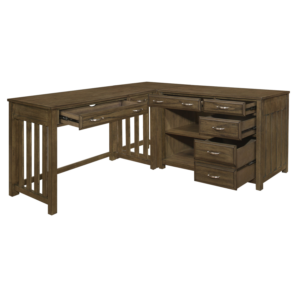 Blanche Brown Gray 3-Piece Corner Desk from Homelegance - Luna Furniture