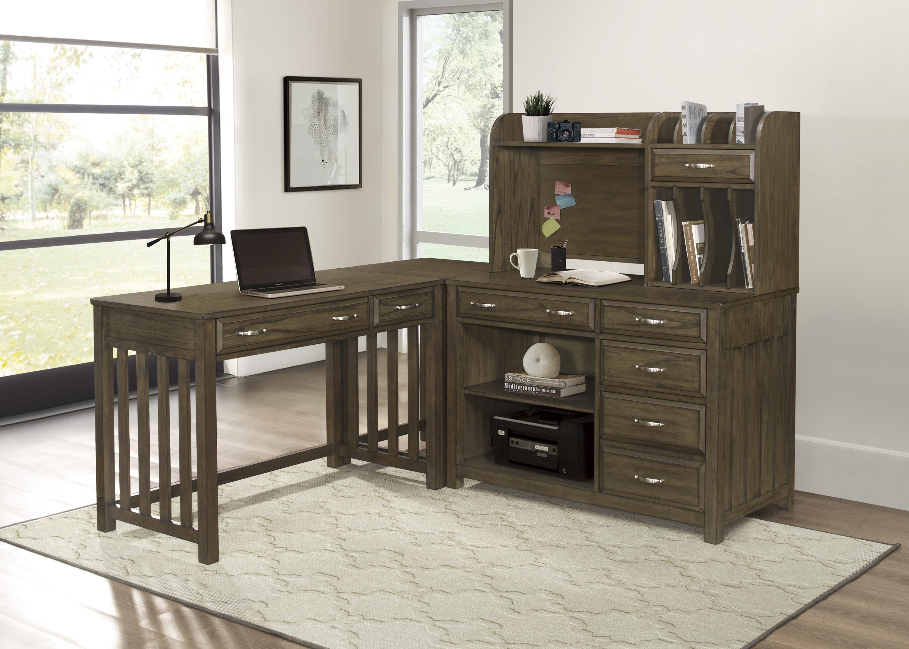 Blanche Brown Gray 3-Piece Corner Desk from Homelegance - Luna Furniture