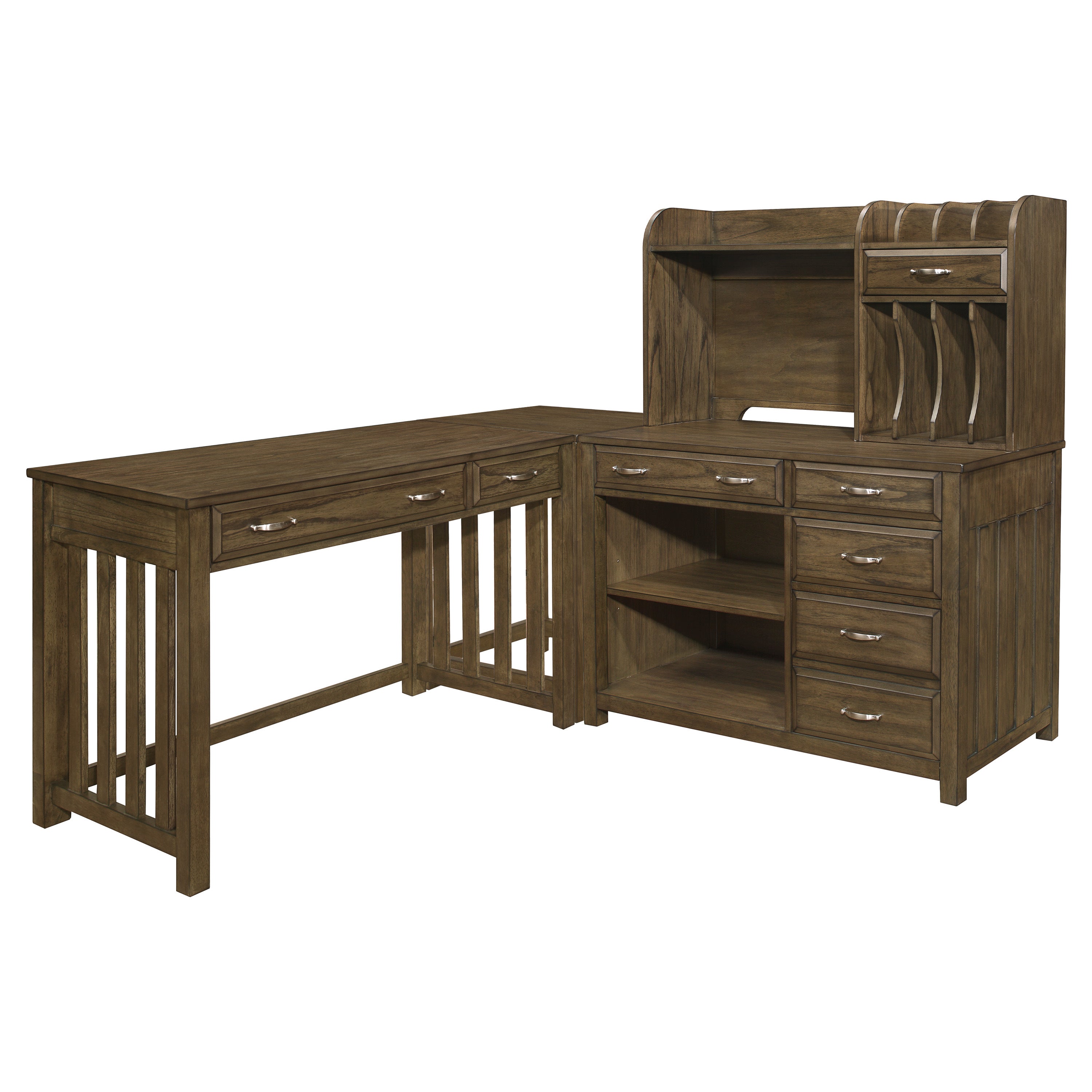Blanche Brown Gray 4-Piece Corner Desk from Homelegance - Luna Furniture