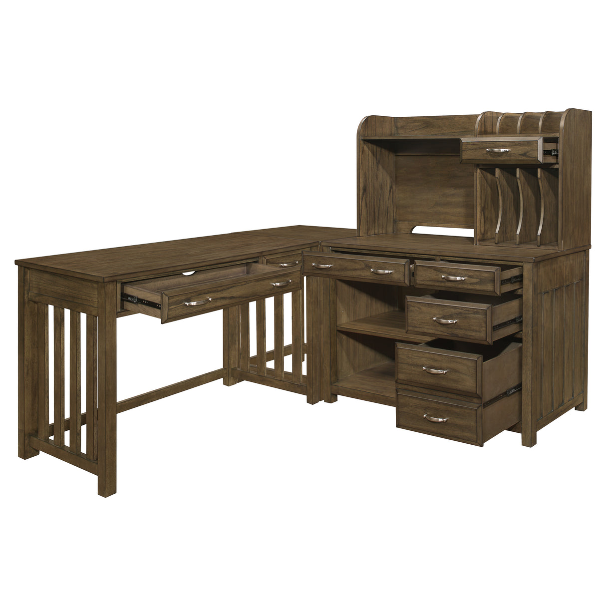 Blanche Brown Gray 4-Piece Corner Desk from Homelegance - Luna Furniture