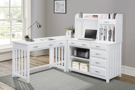 Blanche White 4-Piece Corner Desk from Homelegance - Luna Furniture