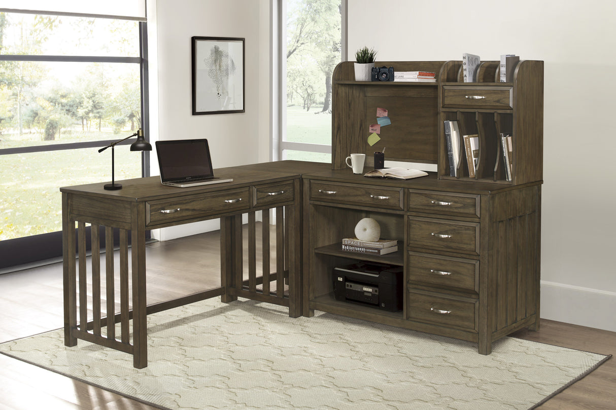 Blanche Brown Gray 4-Piece Corner Desk from Homelegance - Luna Furniture