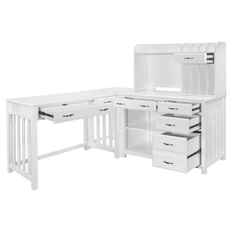 Blanche White 4-Piece Corner Desk from Homelegance - Luna Furniture