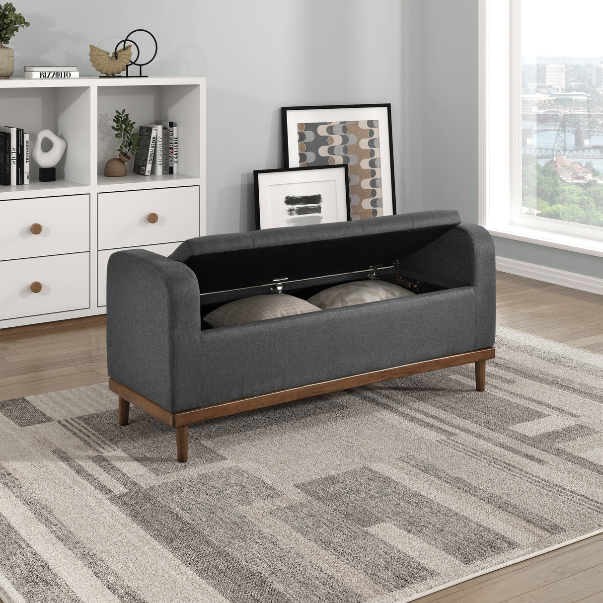 Brigitte Dark Gray Lift Top Storage Bench from Homelegance - Luna Furniture