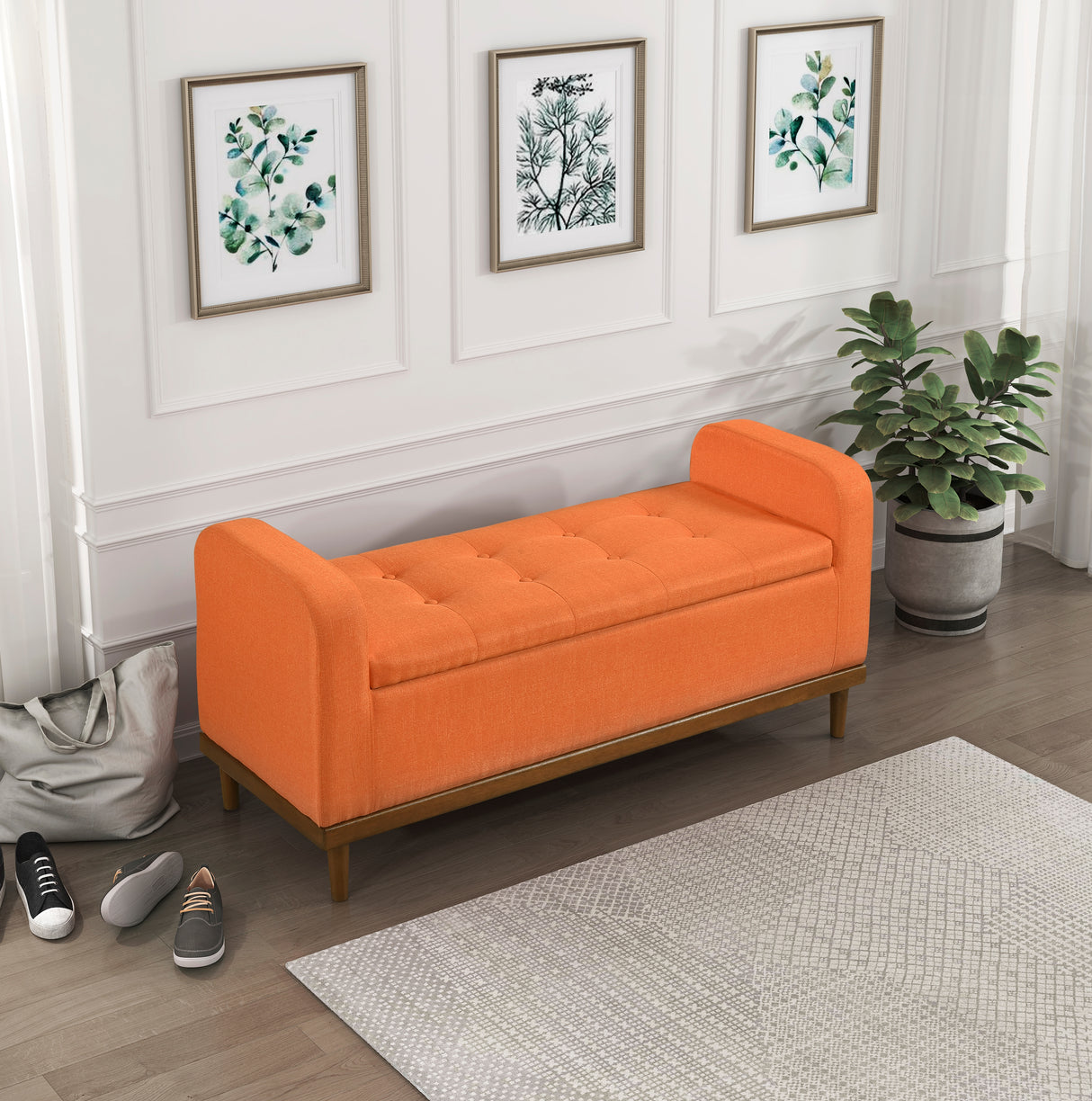 Brigitte Orange Lift Top Storage Bench from Homelegance - Luna Furniture