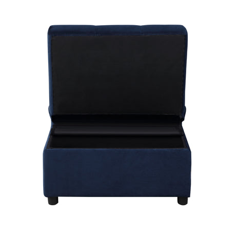 Garrell Blue Velvet Lift Top Storage Bench with Pull-out Bed from Homelegance - Luna Furniture