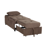 Garrell Brown Velvet Lift Top Storage Bench with Pull-out Bed from Homelegance - Luna Furniture