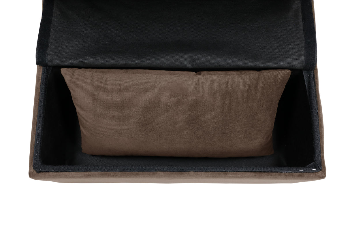 Garrell Brown Velvet Lift Top Storage Bench with Pull-out Bed from Homelegance - Luna Furniture
