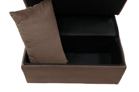 Garrell Brown Velvet Lift Top Storage Bench with Pull-out Bed from Homelegance - Luna Furniture